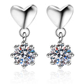 Moissanite Solitaire Heart Stud Earrings in 925 Silver